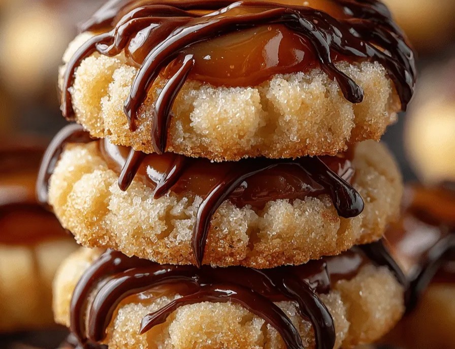 Twix Thumbprint Cookies top view